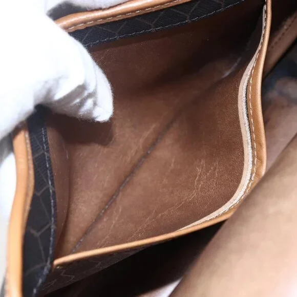 Christian Dior Honeycomb Canvas Shoulder Bag PVC Leather Black Auth BA6822 - Picture 14 of 16